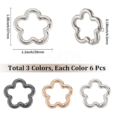 18Pcs 3 Colors Alloy Spring Gate Rings FIND-SC0019-03A-1