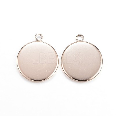 Ion Plating(IP) 304 Stainless Steel Pendant Cabochon Settings X-STAS-G127-13-14mm-RG-1