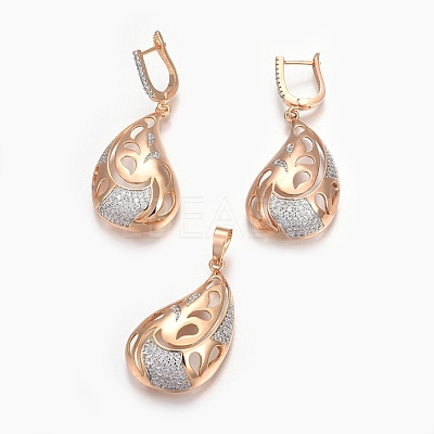 Brass Micro Pave Cubic Zirconia Jewelry Sets SJEW-F189-05KCG-1