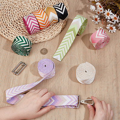 9Pcs 9 Colors Rhombus Vintage Jacquard Polyester Ribbon OCOR-PH0007-44-1