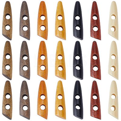 56Pcs 7 Colors 2-Hole Wood Buttons BUTT-GF0004-26-1
