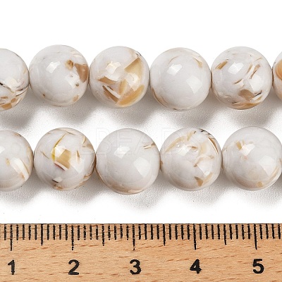 Assembled Synthetic Stone and Trochus Shell Beads Strands G-B128-08D-01-1