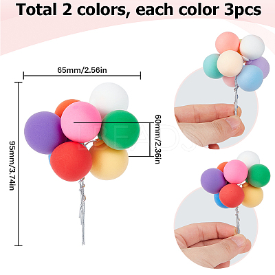 6Pcs 2 Colors Foam Cake Insert Card Decoration AJEW-SC0002-74-1