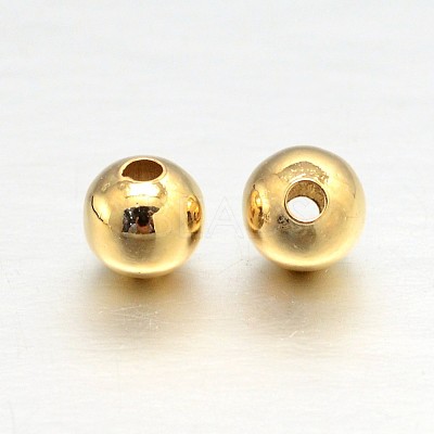 Real 18K Gold Plated Brass Round Spacer Beads X-KK-L147-197-4mm-NR-1