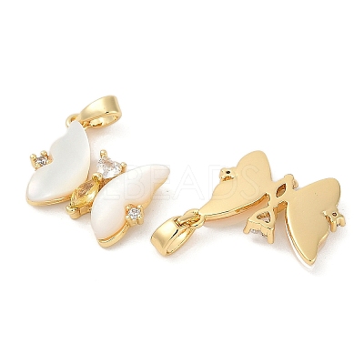 Natural White Shell Butterfly Pendants KK-U043-26G-1