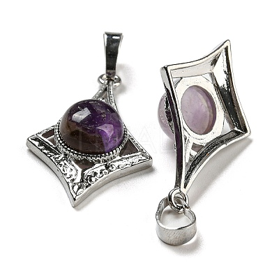 Natural Amethyst Pendants G-P517-03P-03-1