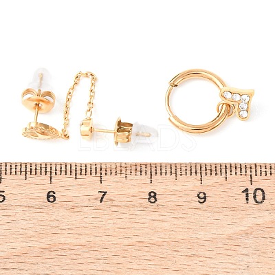 304 Stainless Steel Heart Stud Earring & Hoop Earring Sets EJEW-K268-93G-01-1-1