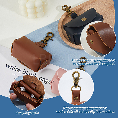 PU Leather Ring Storage Gift Cases with Iron Rings & Clasps AJEW-WH0348-484A-1
