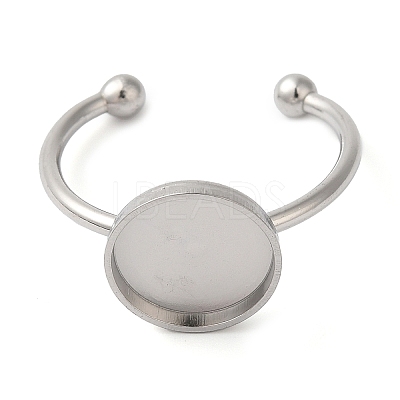 Non-Tarnish 304 Stainless Steel Flat Round Pad Ring Setting STAS-I306-05C-P-1
