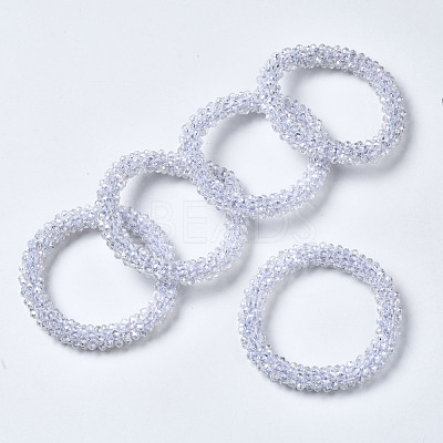 Faceted Transparent Glass Beads Stretch Bracelets BJEW-S144-002C-06-1