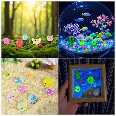 18Pcs 6 Colors Luminous Resin Pig Diaplay Decoration RESI-TAD0001-02-1