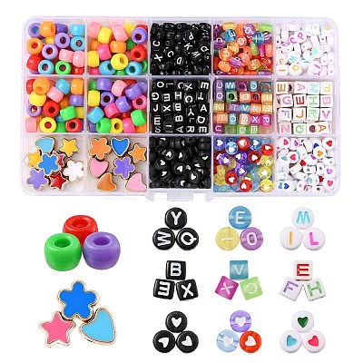 588Pcs 13 Styles Geometric & Star & Heart & Flower Acrylic Beads DIY-FS0002-04-1