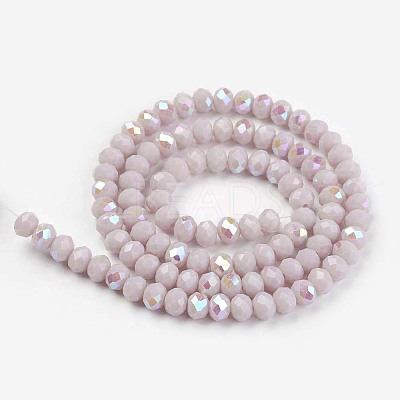 Electroplate Opaque Solid Color Glass Beads Strands X-EGLA-A034-P8mm-L08-1