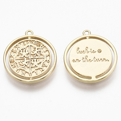 Brass Coin Pendants KK-R130-013G-NF-1