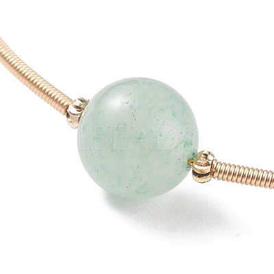 Natural  Green Aventurine Round Beaded Bangle BJEW-JB07840-02-1