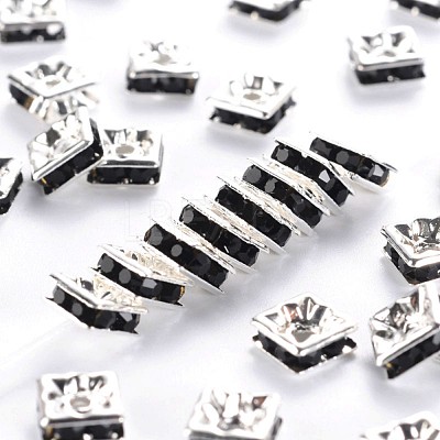 Brass Rhinestone Spacer Beads X-RSB072-04S-1