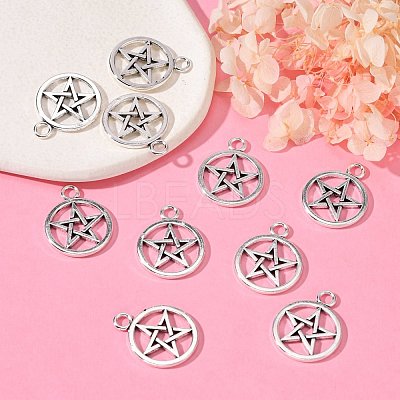 Tibetan Style Pentagram Pendants X-PALLOY-2739-AS-LF-1