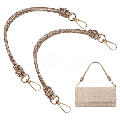 2Pcs Glass Rhinestone Rubber Cord Bag Handles FIND-PH0059-68A-1
