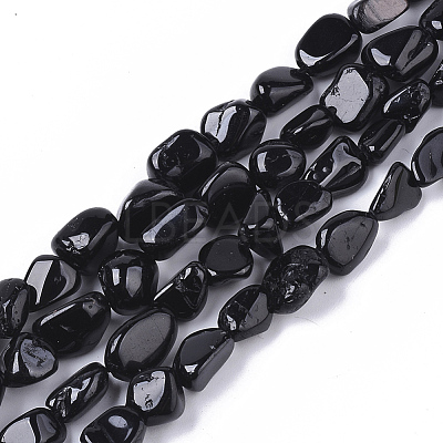 Natural Black Tourmaline Beads Strands X-G-S363-027-1