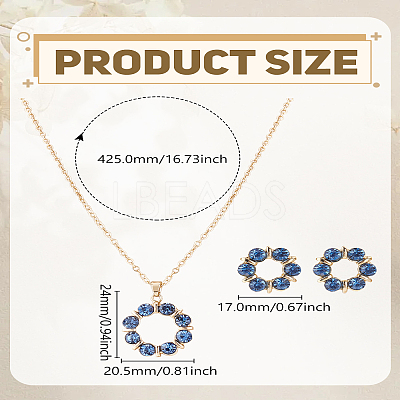 Wreath Alloy Rhinestone Pendant Necklace & Stud Earring Sets SJEW-LP0001-56B-1
