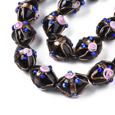 Handmade Gold Sand Lampwork Beads Strands LAMP-N021-40G-1