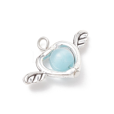 10Pcs Cat Eye with Alloy Pendants PALLOY-JF04278-1