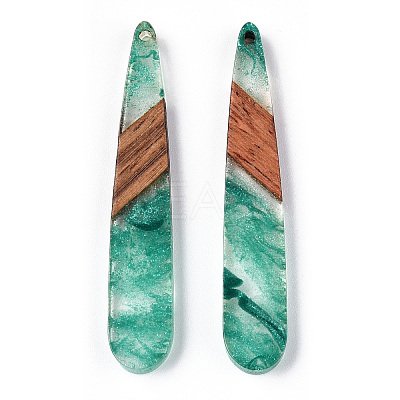 Transparent Resin & Walnut Wood Pendants RESI-ZX017-56-1
