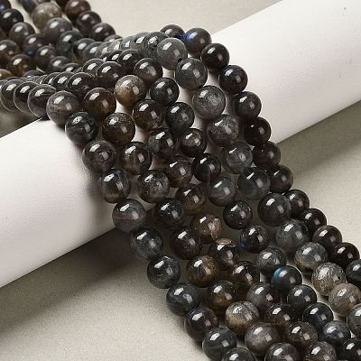 Natural Black Labradorite Beads Strands G-C205-A01-6mm-1