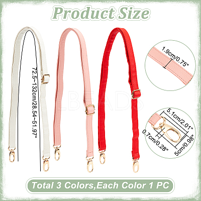 3Pcs 3 Colors Imitation Leather Adjustable Bag Straps FIND-WR0009-89-1