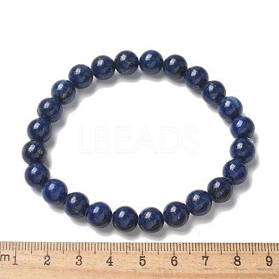 Natural Lapis Lazuli(Dyed) Bead Stretch Bracelets BJEW-K212-B-047-1