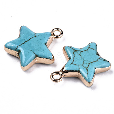 Star Synthetic Turquoise Pendants G-N326-69B-01-1