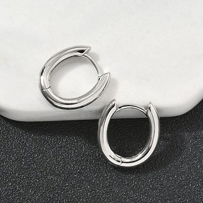 Oval Brass Hoop Earrings EJEW-D320-09P-1