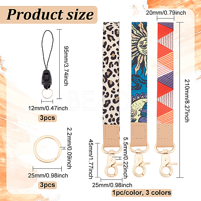 3 Sets 3 Colors PU Leather Mobile Straps AJEW-HY0001-63-1