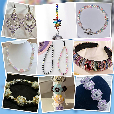 8 Bags 8 Colors Rhombus Transparent Glass Beads GLAA-PH0004-16-1