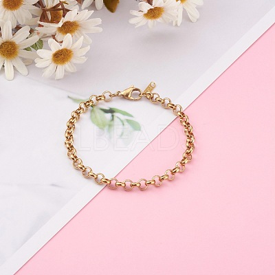 Women's 304 Stainless Steel Rolo Chain Bracelets BJEW-JB05995-01-1