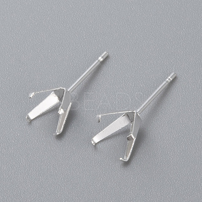 304 Stainless Steel Prong Earring Settings LS-STAS-O098-06S-05-1