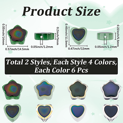 48Pcs 8 Colors Two Tone Glass Mood Beads GLAA-PA0001-46-1