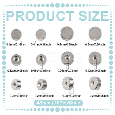 40Pcs 4 Styles 304 Stainless Steel Ear Nuts STAS-FS0002-23-1
