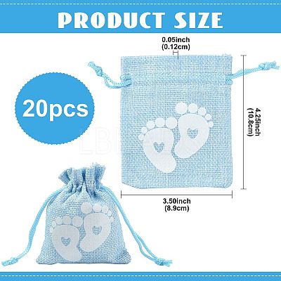 Baby Footprint Polyester Drawstring Bags ABAG-FZC0001-01A-1