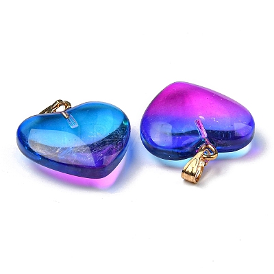 Two Tone Spray Painted Glass Pendants GLAA-N035-016-C02-1