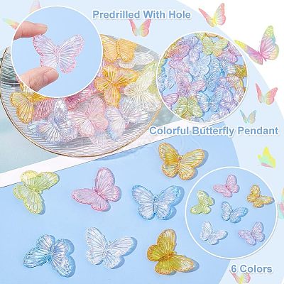 60Pcs 6 Colors Electroplate Acrylic Pendants PACR-NB0001-06-1