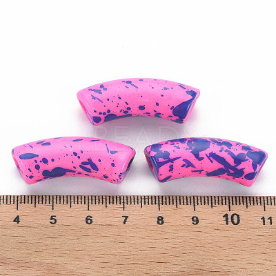 Opaque Spray Painted Acrylic Beads MACR-S372-001F-B06-1