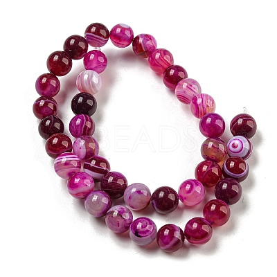 Natural Striped Agate/Banded Agate Bead Strands G-K166-13-10mm-03-1