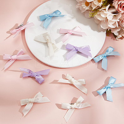 Bowknot Polyester Alligator Hair Clips AJEW-CP0008-35C-1