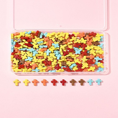 250Pcs Crackle Opaque Acrylic Beads OACR-FS0002-22-1