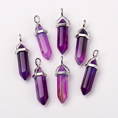 Natural Agate Double Terminated Pointed Pendants X-G-F295-05E-1