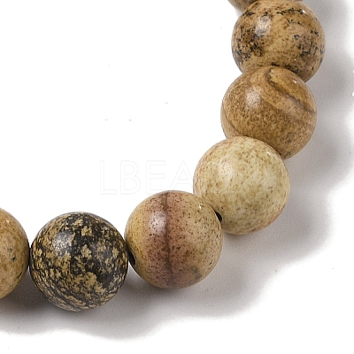 10mm Round Natural Picture Jasper Braided Bead Bracelets BJEW-C067-01C-28-1