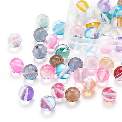 50Pcs 10 Colors Synthetic Moonstone Beads Strands G-YW0001-08-1