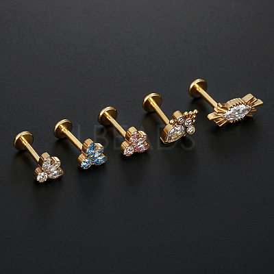 G23 Titanium Micro Pave Clear Cubic Zirconia Internally Threaded Labrets WGA56E5-01-1