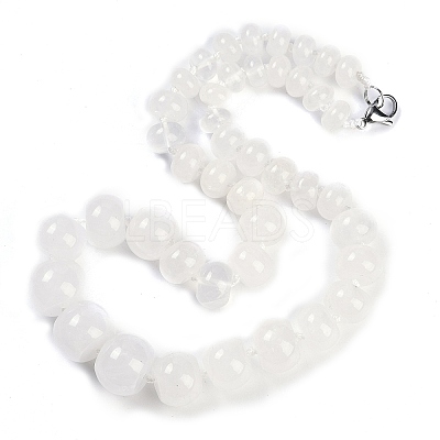 Natural Quartz Crystal Rondelle Graduated Beaded Necklaces for Women Men NJEW-K388-02E-1